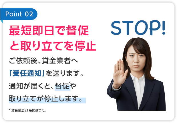最短即日で督促ストップ